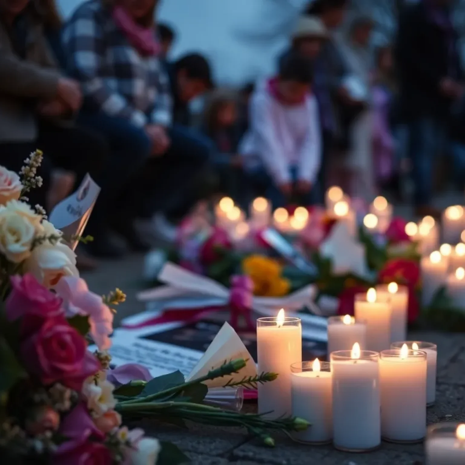 Community vigil with candles for child victim