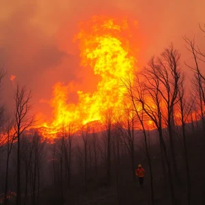 Firefighters combating wildfires in North Carolina