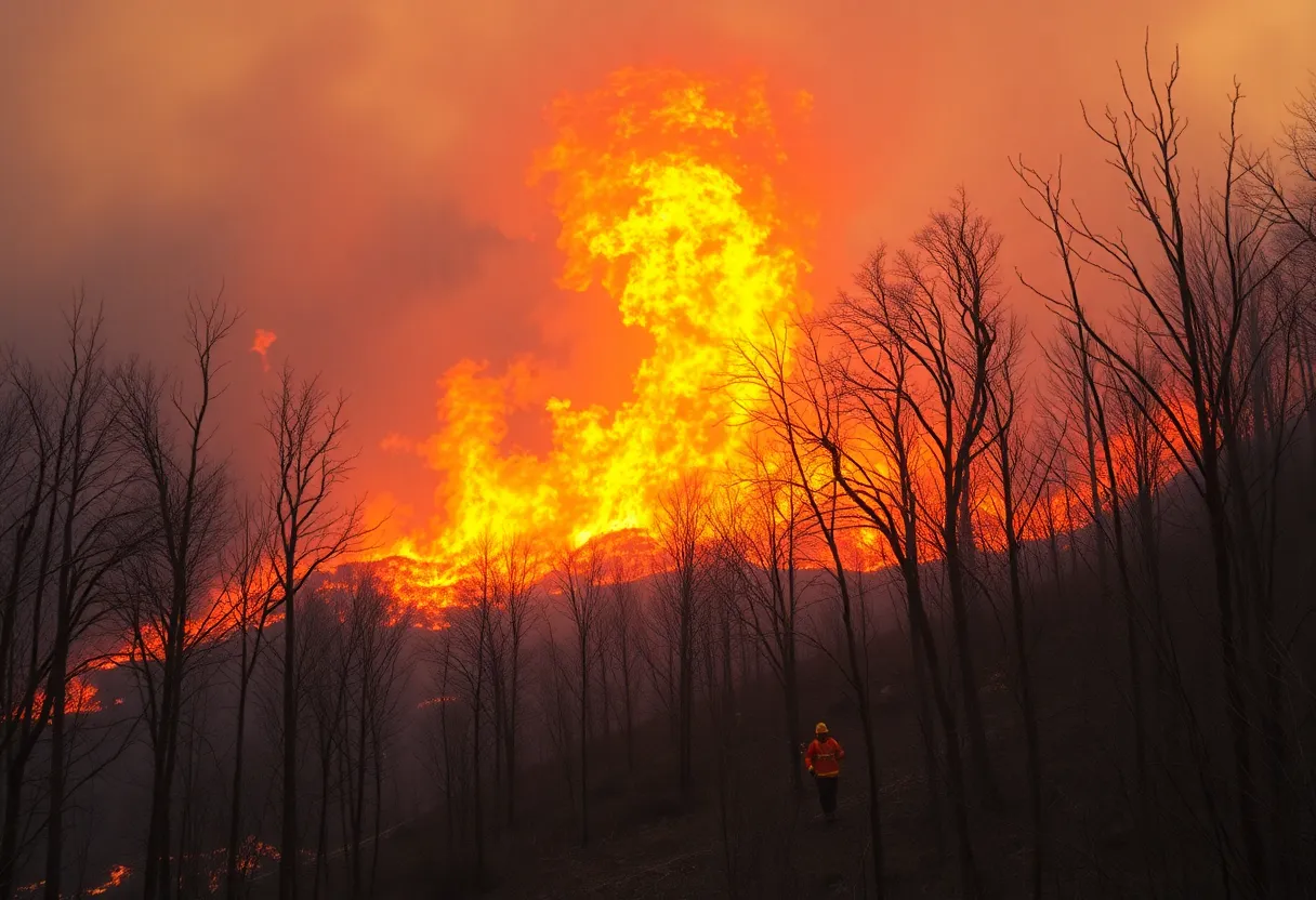 Firefighters combating wildfires in North Carolina