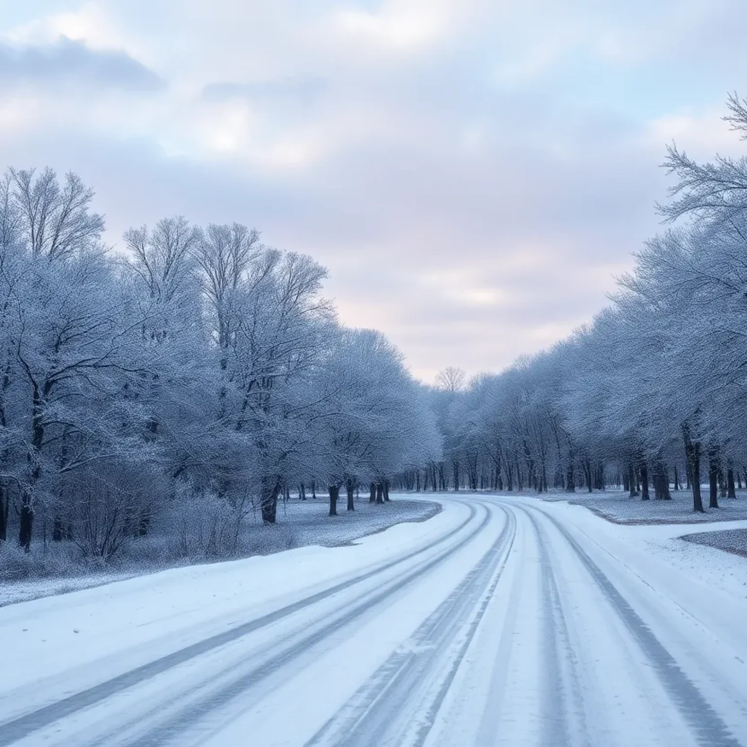 Snow-covered landscape in South Carolina during a winter storm