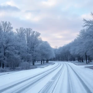 Snow-covered landscape in South Carolina during a winter storm