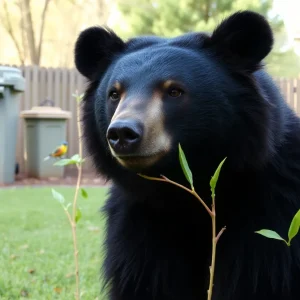 Black bear in a suburban backyard in Greenwood County