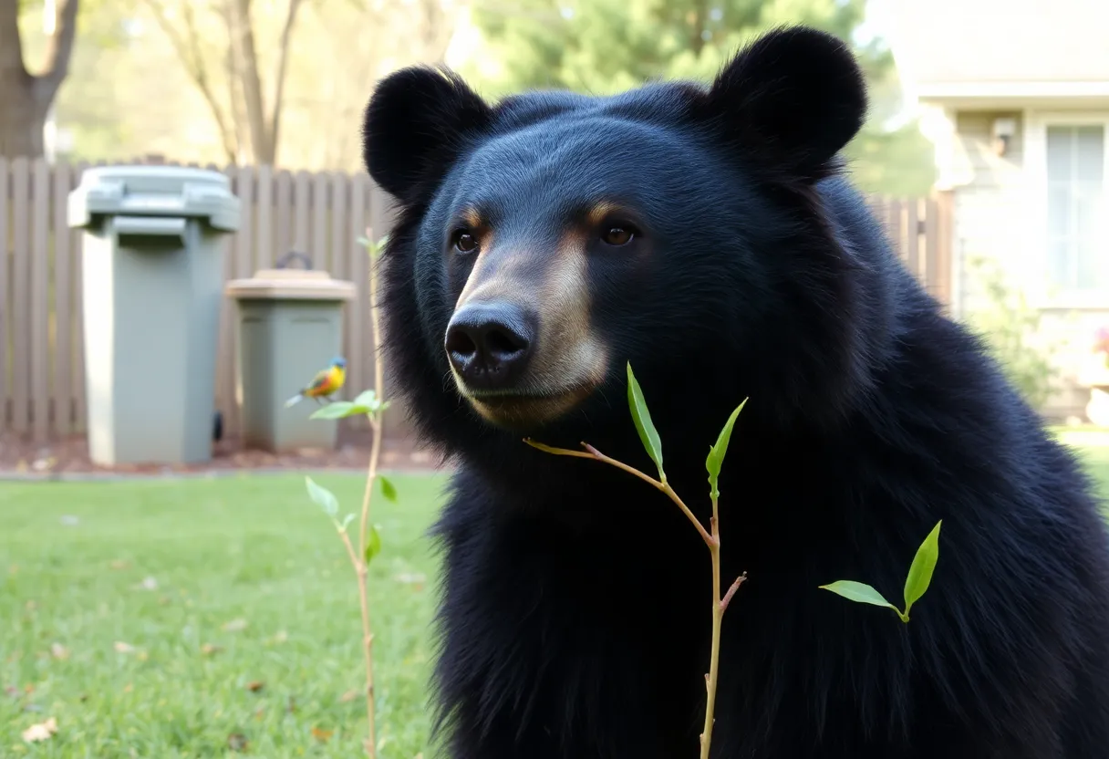 Black bear in a suburban backyard in Greenwood County