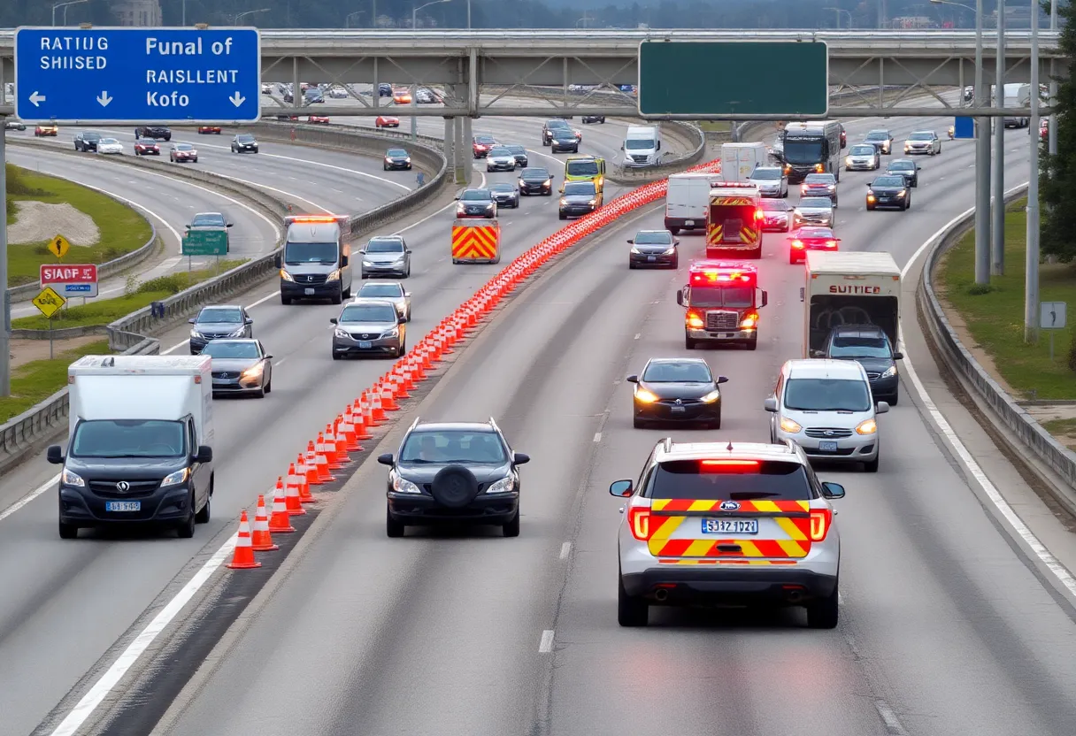 Police responding to a bomb threat on Interstate 85