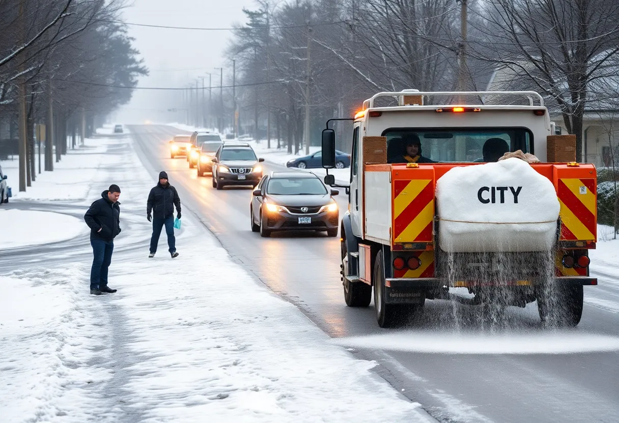 Icy roads in Columbia, South Carolina during winter weather preparations