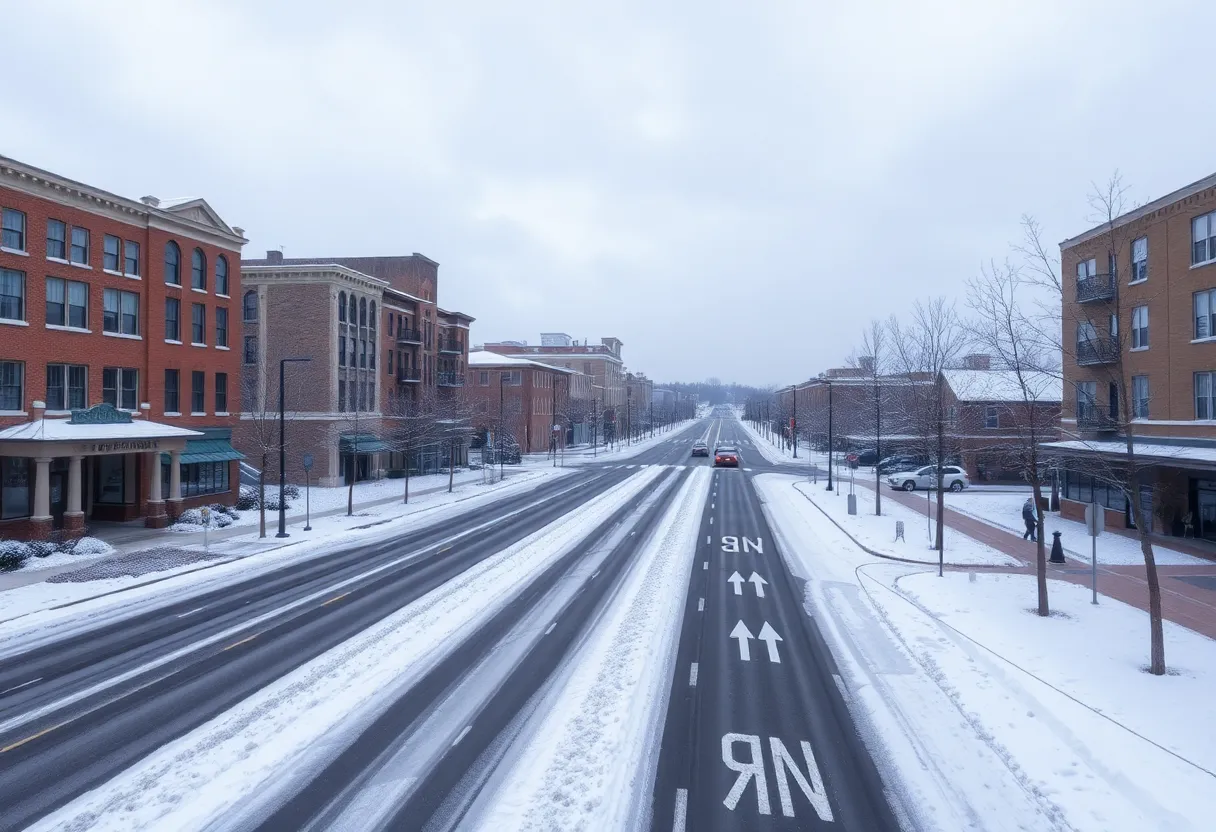 Snow-covered streets in Columbia, South Carolina