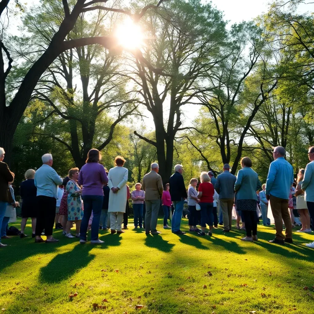 serene outdoor scene representing community and remembrance