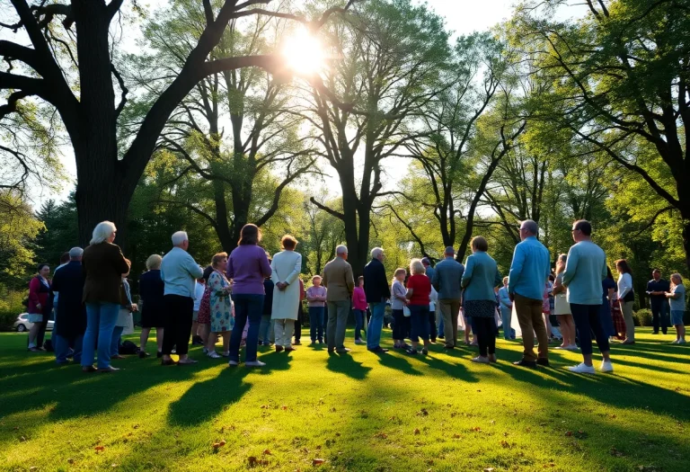 serene outdoor scene representing community and remembrance