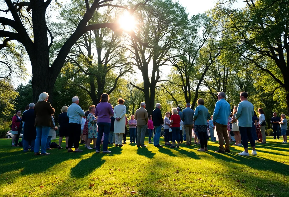serene outdoor scene representing community and remembrance