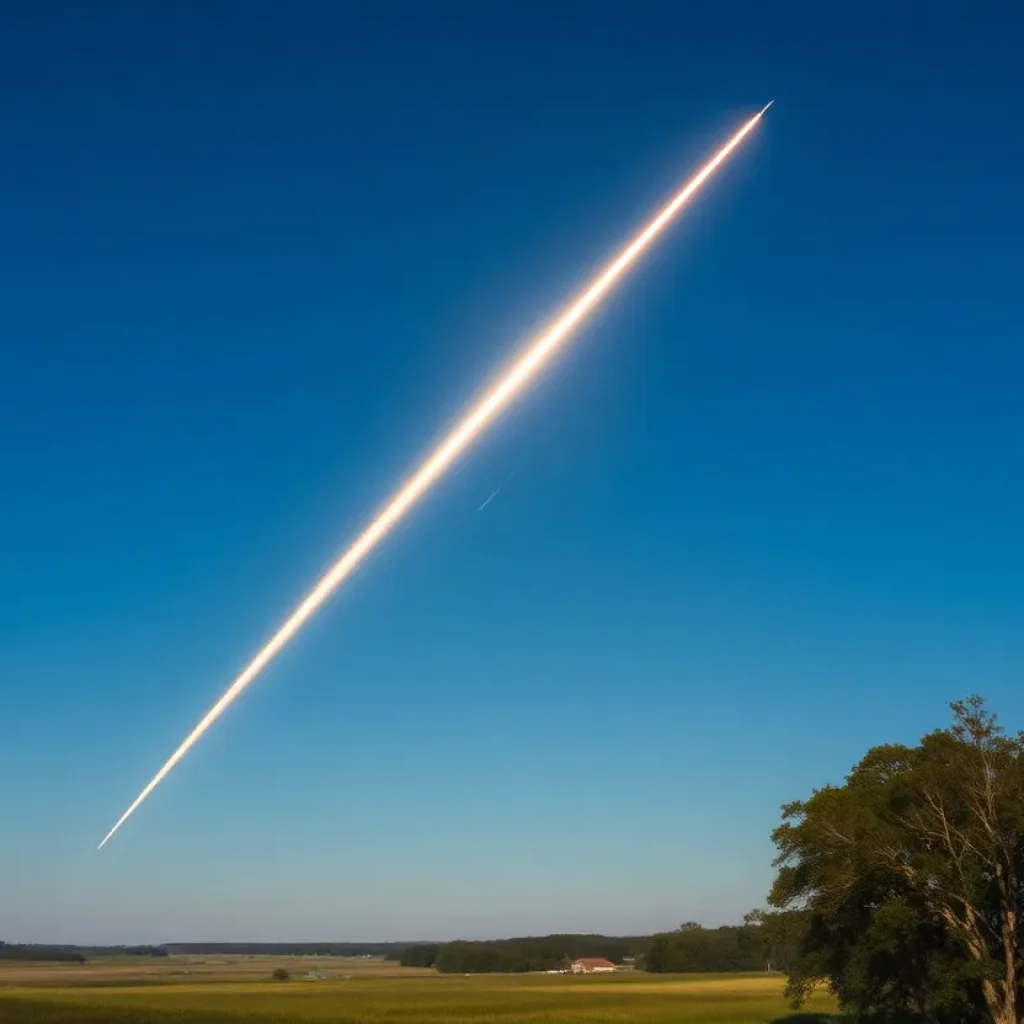 A bright fireball illuminating the sky during the day.