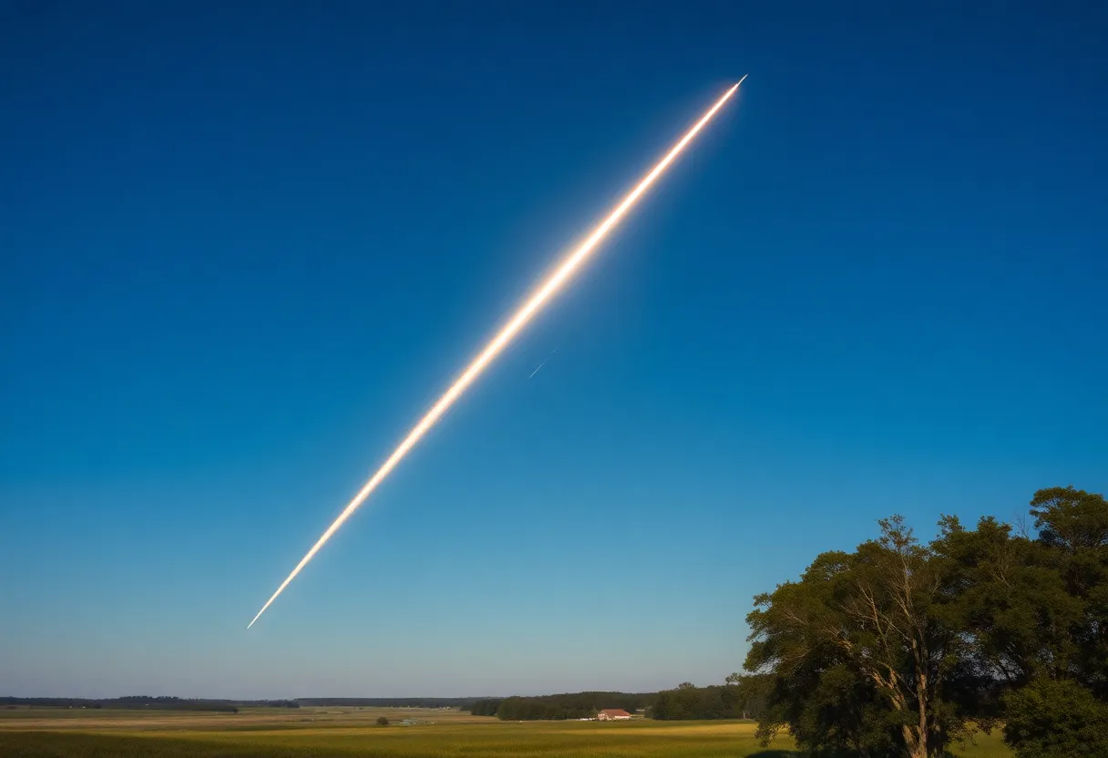 A bright fireball illuminating the sky during the day.