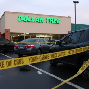 Dollar Tree parking lot after violent altercation
