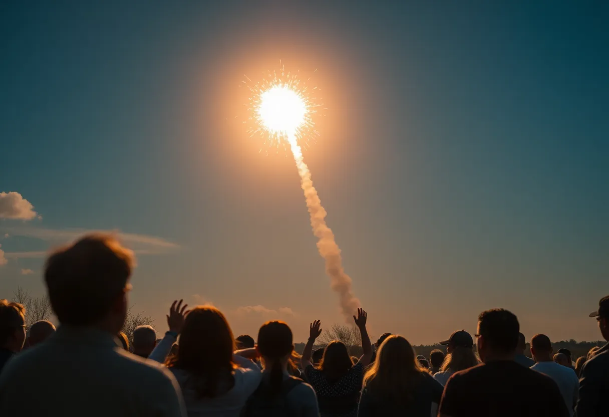 Bright fireball in the sky with a smoke trail