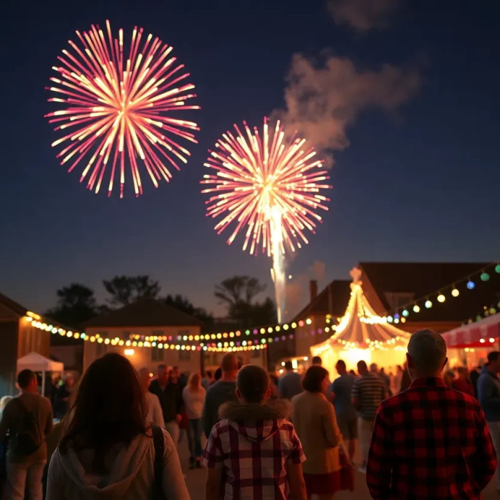 Fireworks lighting up the night sky during Freedom Fest in Laurens