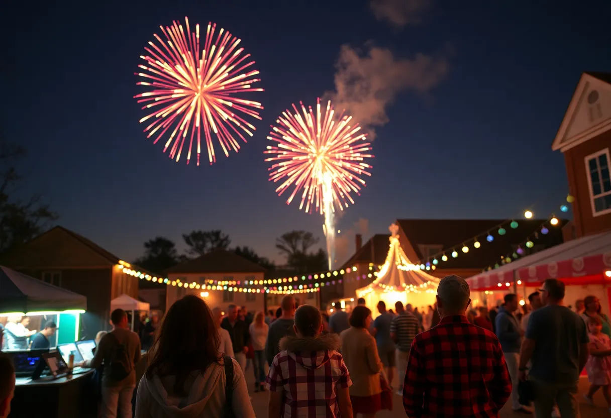 Fireworks lighting up the night sky during Freedom Fest in Laurens