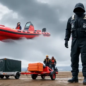 Inflatable rescue boat and emergency equipment for hurricane preparedness