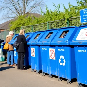Residents recycling materials at a convenience center in Greenwood County