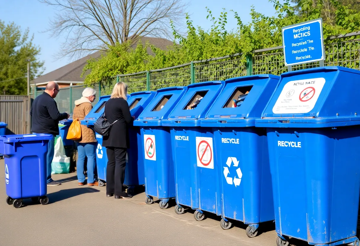 Residents recycling materials at a convenience center in Greenwood County