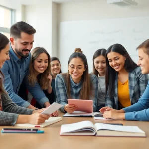 Educators and students collaborating in a classroom