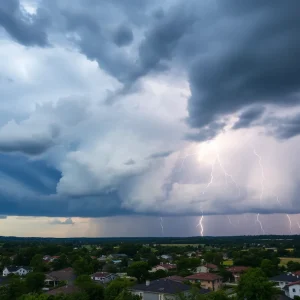 Dramatic clouds and lightning during a thunderstorm in Greenwood County
