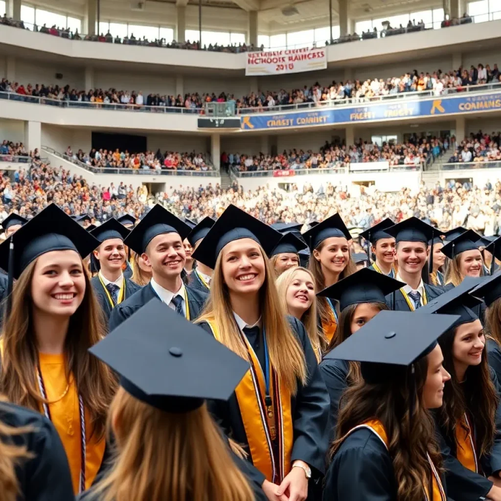 Graduates at Greenwood High School graduation ceremony