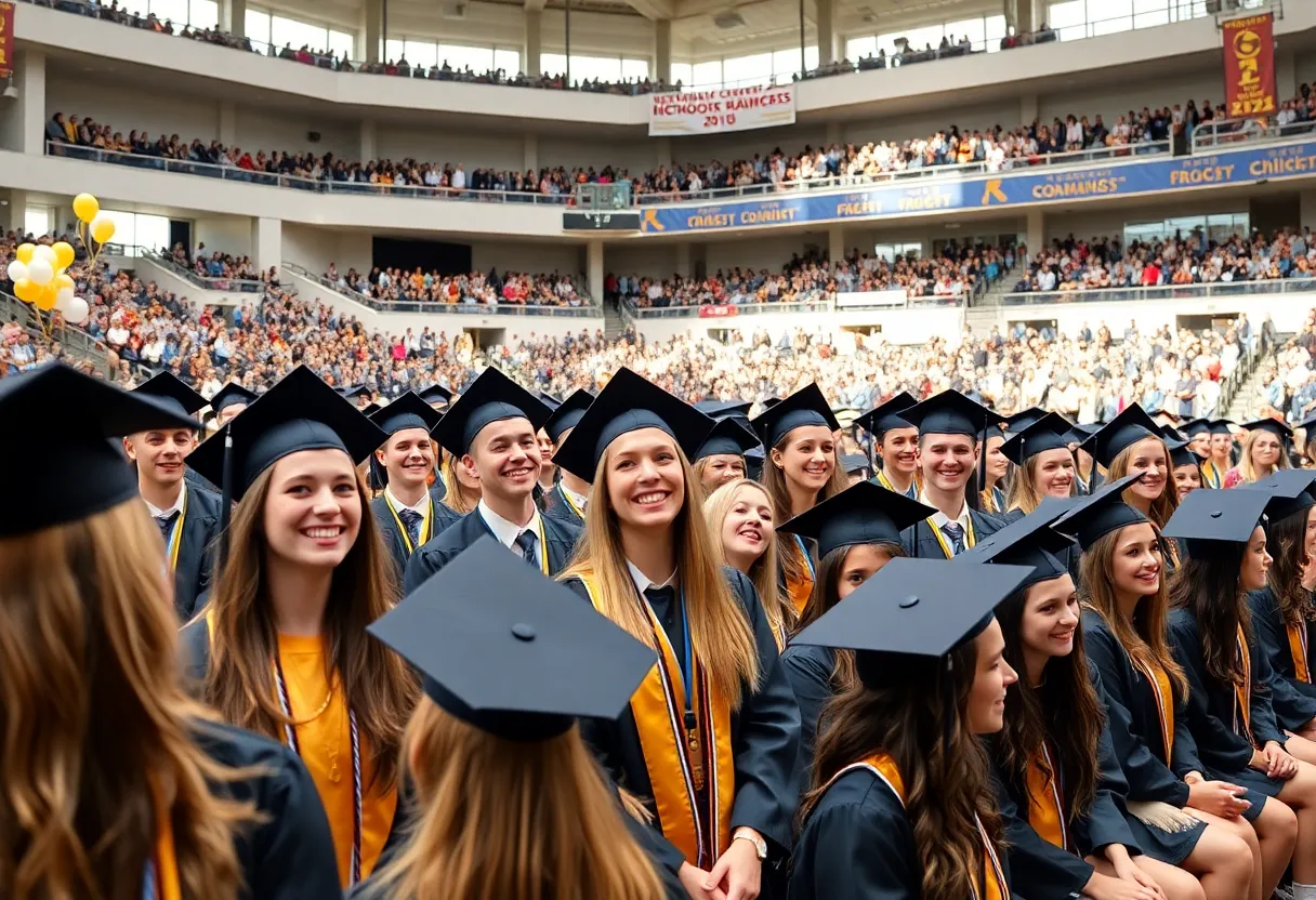 Graduates at Greenwood High School graduation ceremony