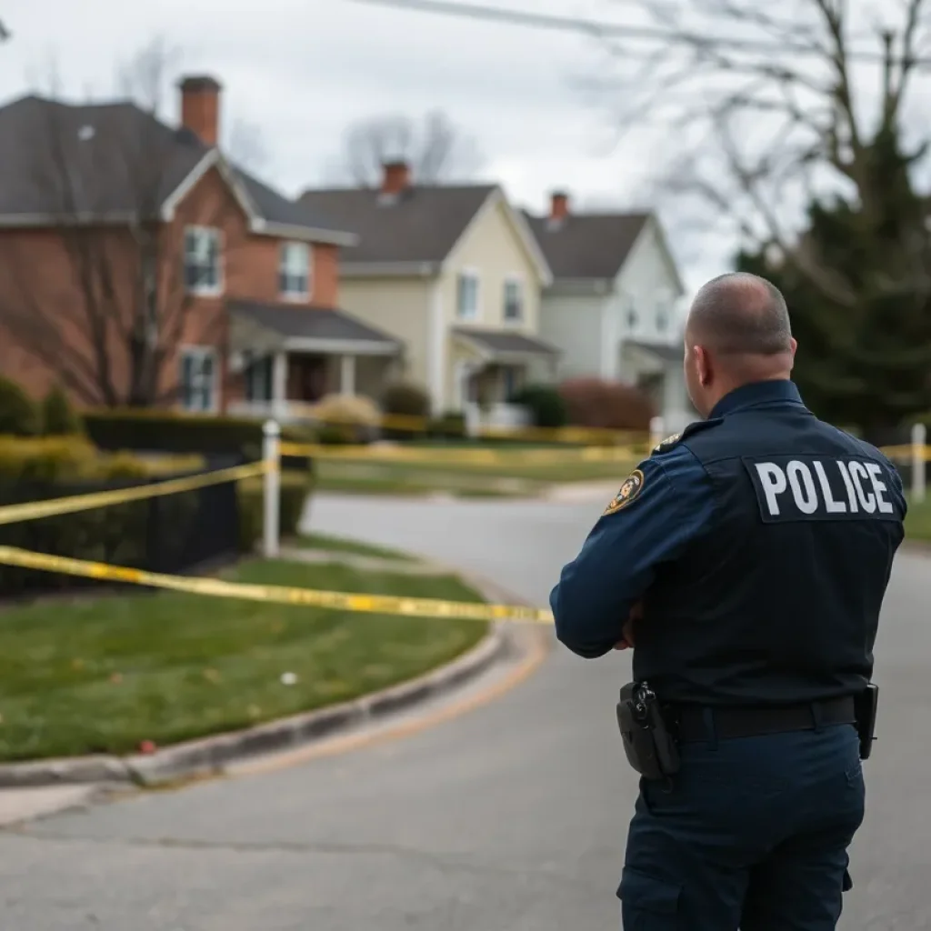 Police officers at a crime scene in Greenwood