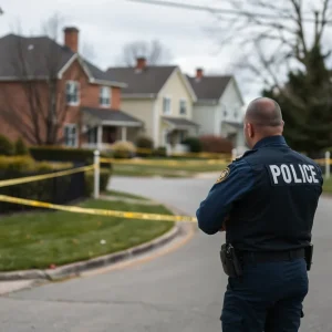 Police officers at a crime scene in Greenwood