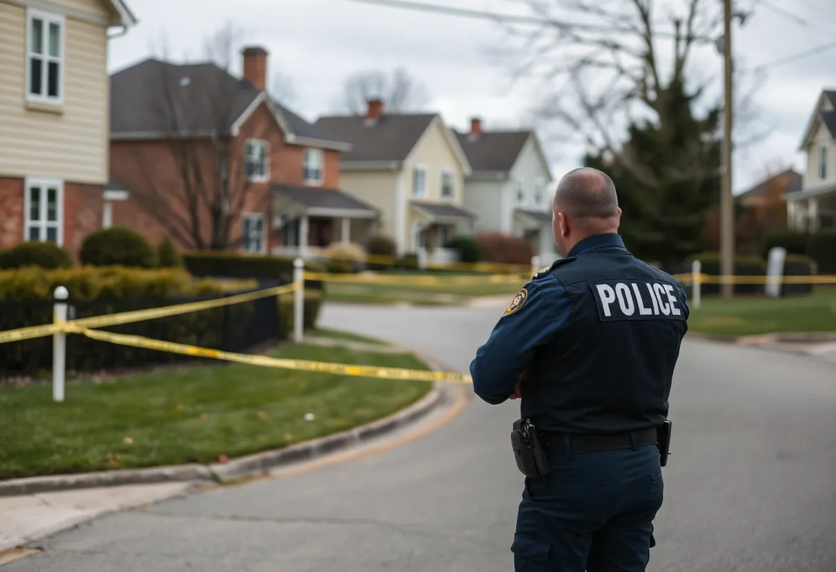 Police officers at a crime scene in Greenwood