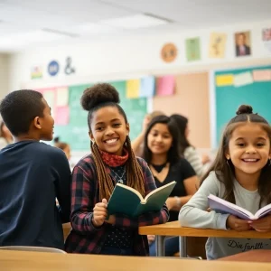 Students in a classroom engaged in learning