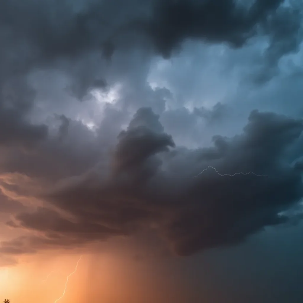 Dark storm clouds gathering over Greenwood County