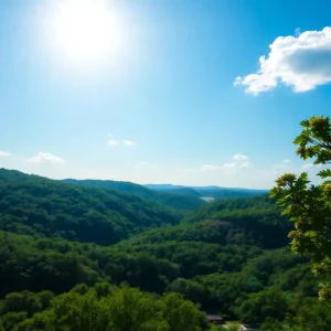 Scenic landscape of Upstate South Carolina on a hot summer day