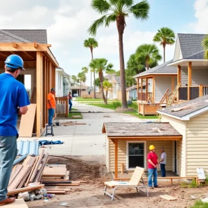 Community members participating in hurricane recovery efforts in South Carolina.