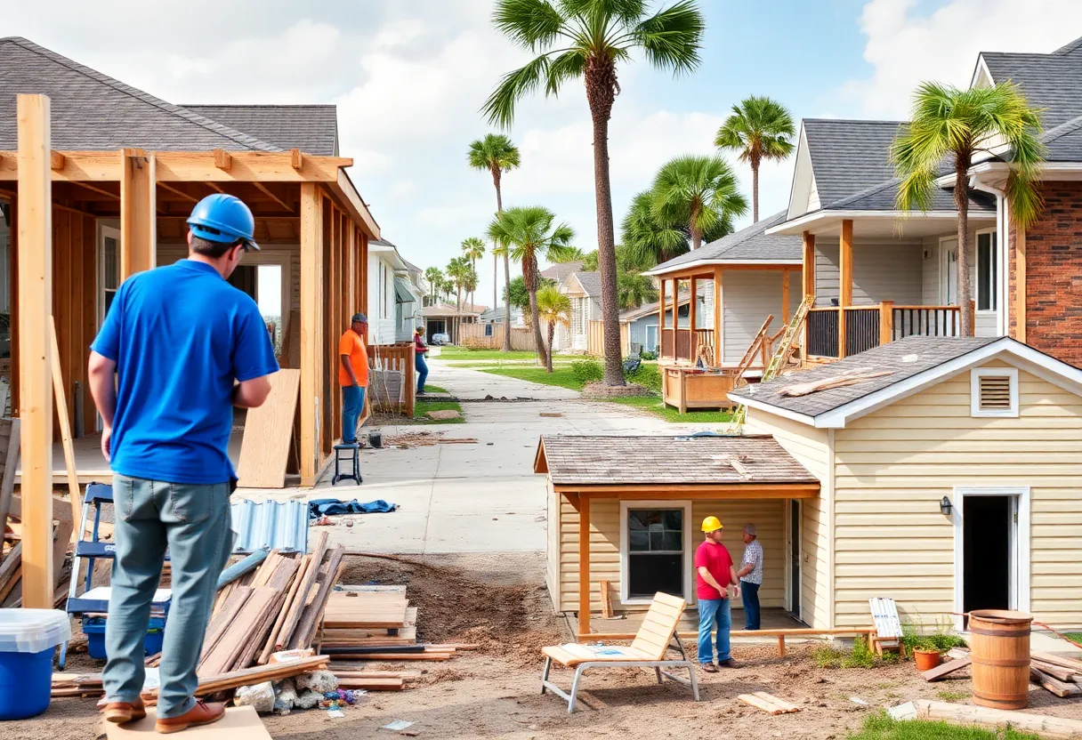 Community members participating in hurricane recovery efforts in South Carolina.