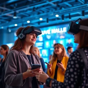 People engaging with interactive digital marketing experiences.