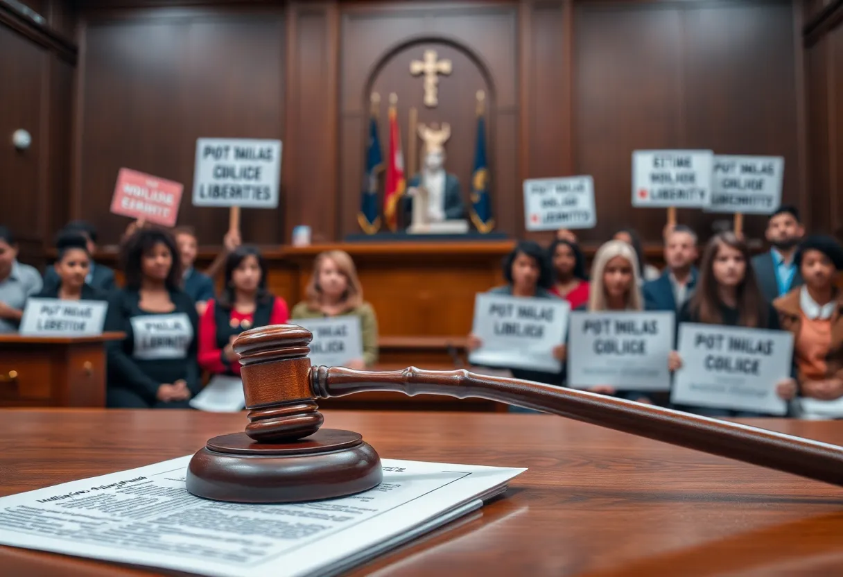Courtroom representation of justice and activism