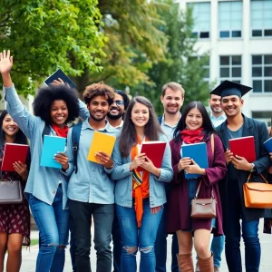 Students celebrating their academic achievements at Lander University