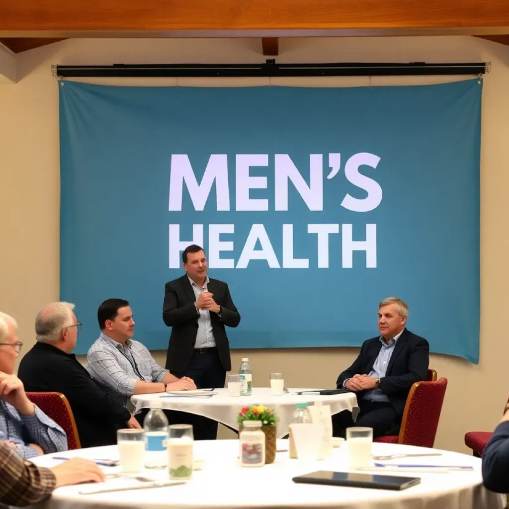 Participants at the men's mental health awareness breakfast in Greenwood
