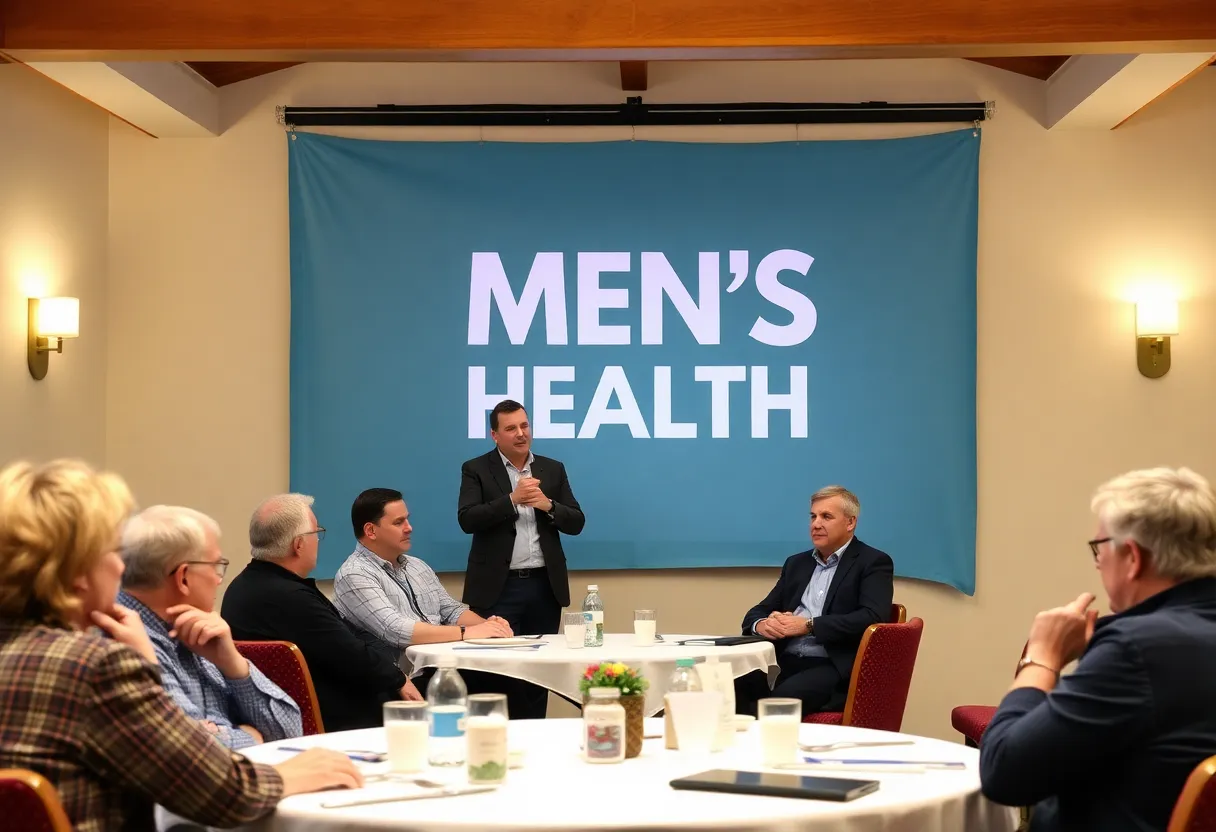 Participants at the men's mental health awareness breakfast in Greenwood
