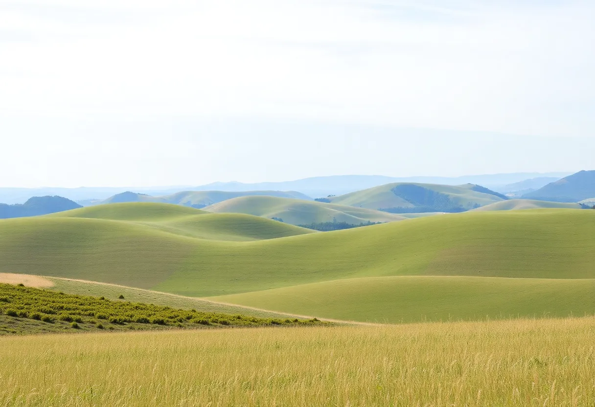 Serene view of North Carolina landscape with hills