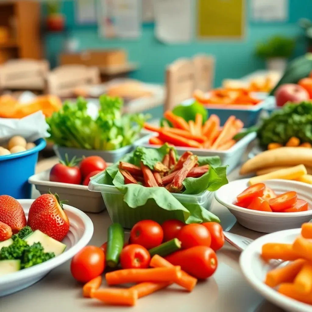 Healthy meals prepared for children in a school summer program
