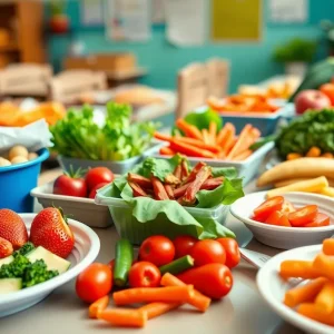 Healthy meals prepared for children in a school summer program