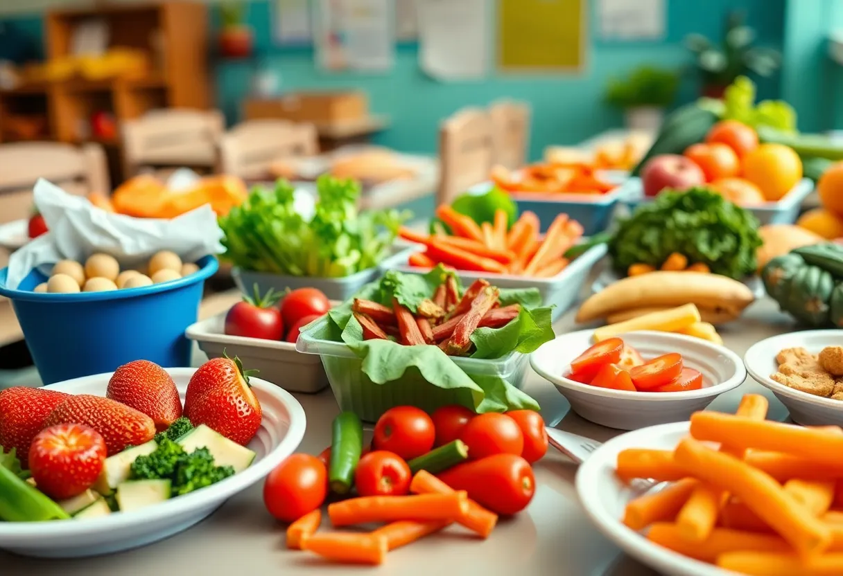 Healthy meals prepared for children in a school summer program
