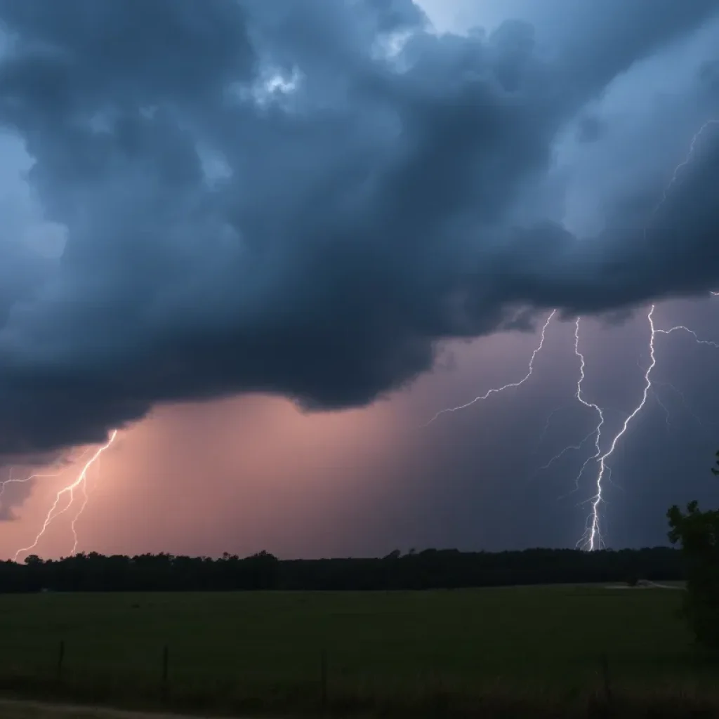 Thunderstorm clouds over Upstate South Carolina