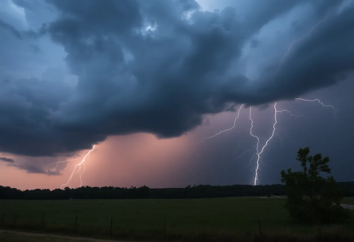 Thunderstorm clouds over Upstate South Carolina