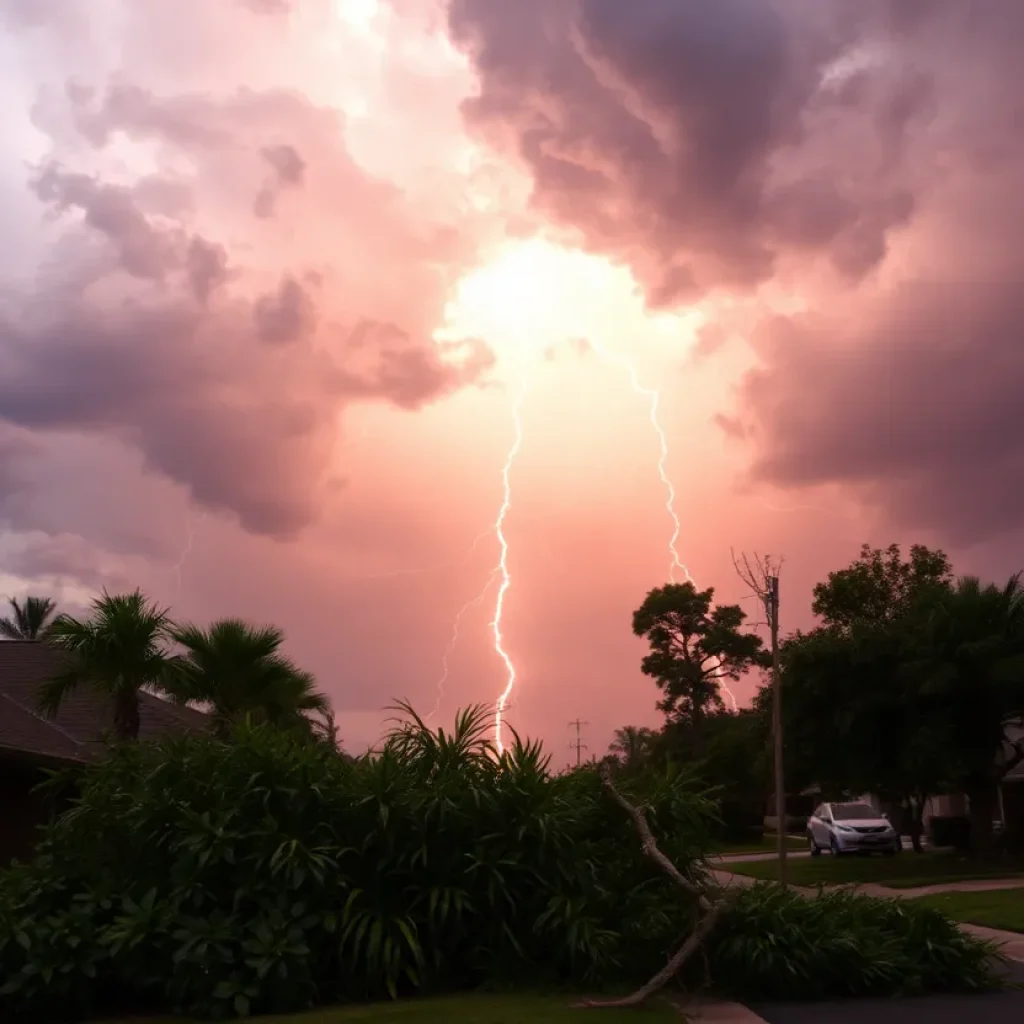 Dramatic severe thunderstorms impacting a neighborhood in Augusta