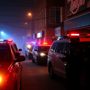 Law enforcement agents conducting a raid at a nightclub in South Carolina.
