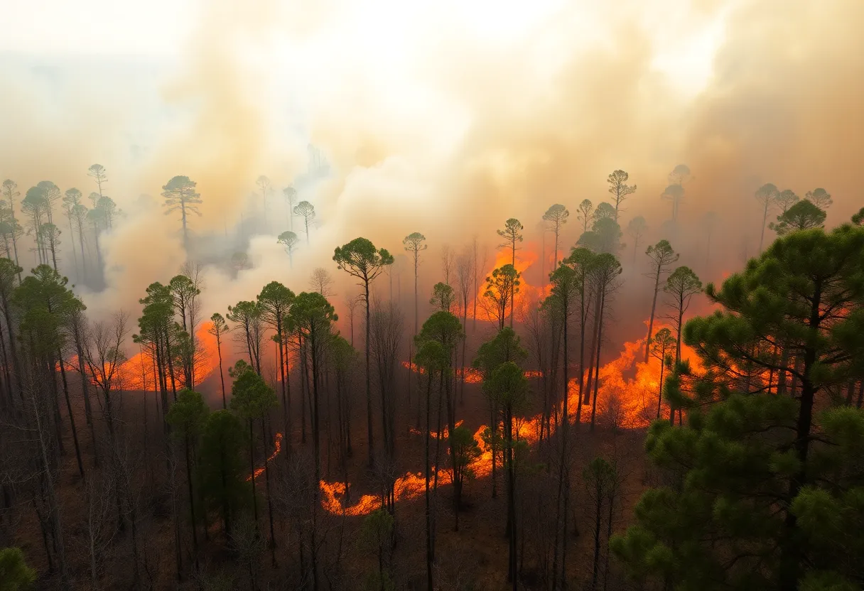 Firefighters battling a wildfire in South Carolina