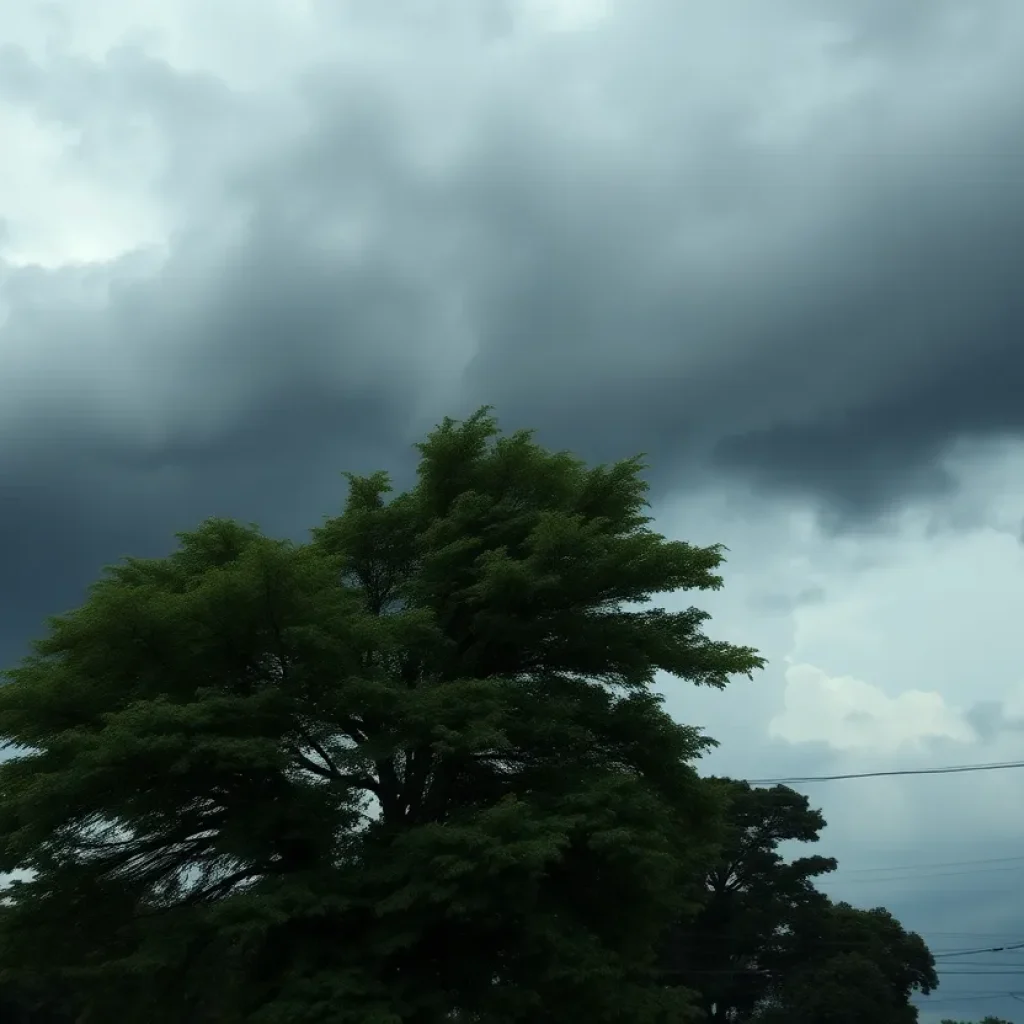 Severe storm damage in Upstate South Carolina with fallen trees and power lines.