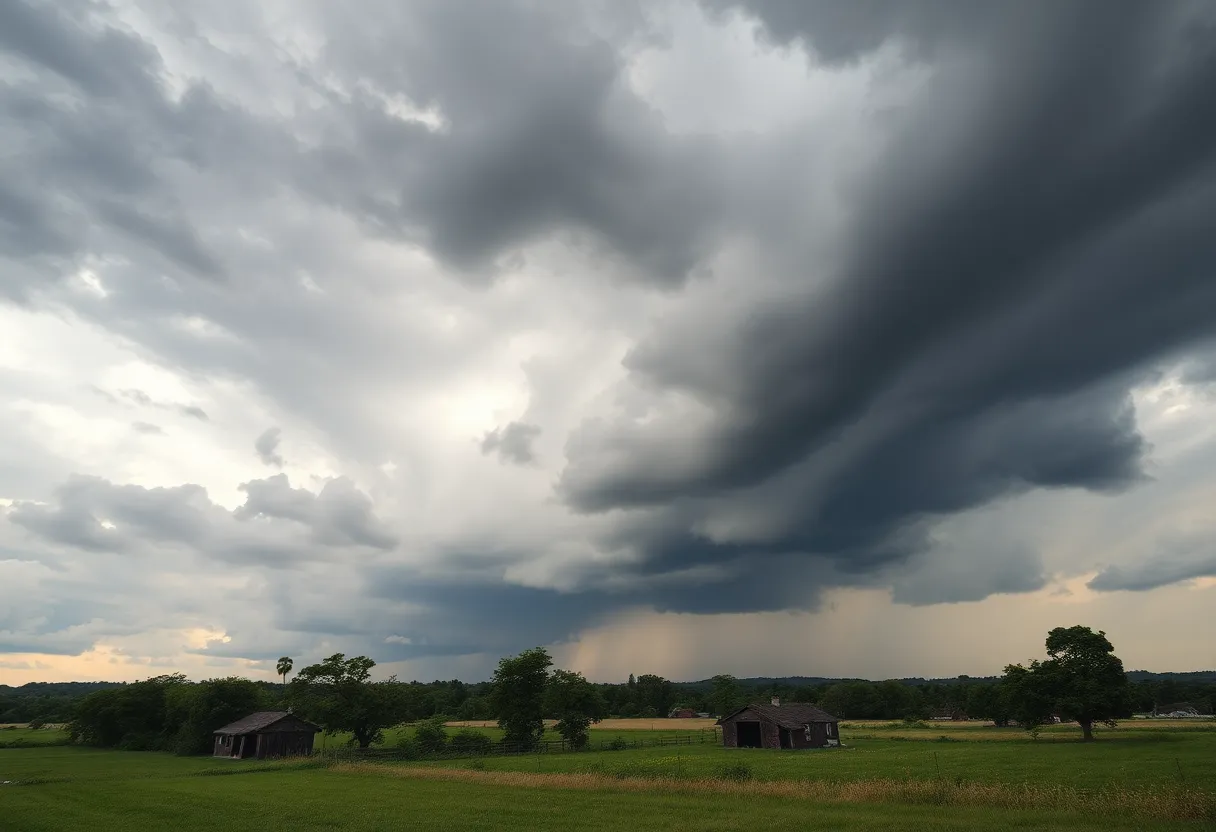 Dark storm clouds gathering over Greenwood County